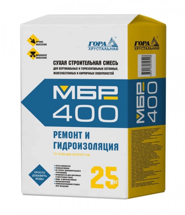 Ремонтная смесь для бетона Гора Хрустальная МБР400М морозостойкая, 25кг